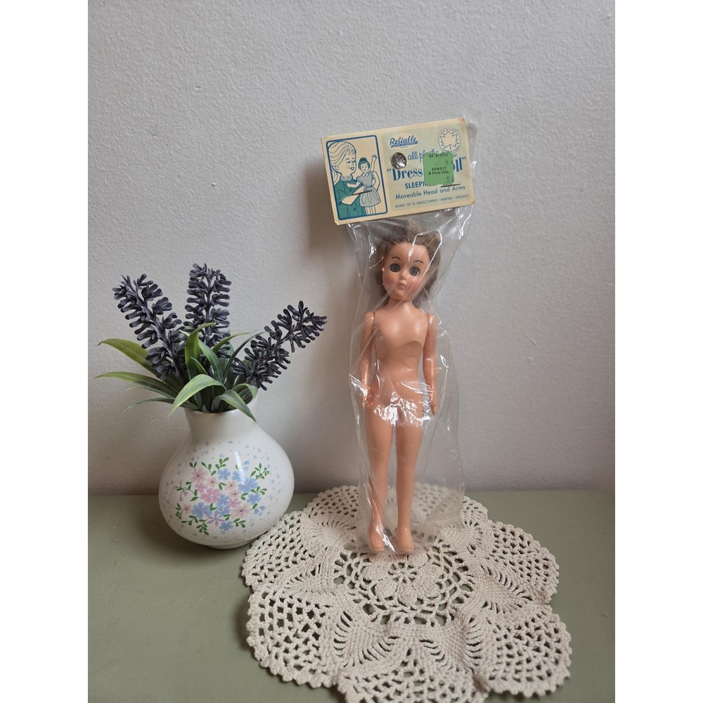 Vintage Reliable Dress Me Doll 8" Sleepy Eyes NOS Original Package Canada